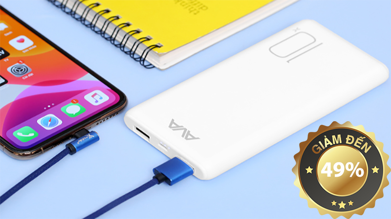 Pin sạc dự phòng Polymer 10.000mAh AVA PJ JP196 Đen Pin sạc dự phòng Polymer 10.000mAh AVA PJ JP196 Đen