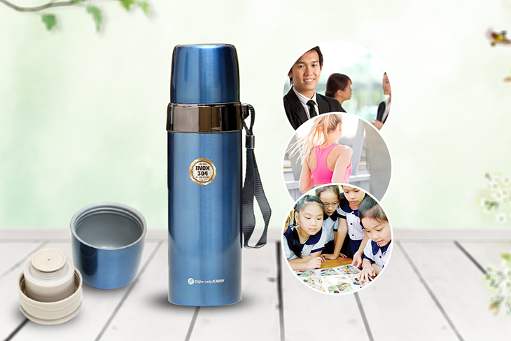 Bình giữ nhiệt Điện máy XANH là thương hiệu của nước nào? Có tốt không? > Bình giữ nhiệt Điện máy XANh có nắp ngoài như 1 cốc uống nước