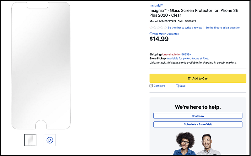 Miếng dán màn hình iPhone SE Plus 2020 được rao bán trên Best Buy