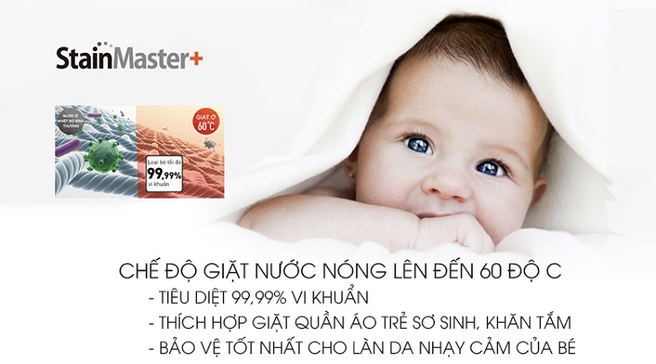 Giặt nước nóng StainMaster+ mang lại hiệu quả loại bỏ vết bẩn