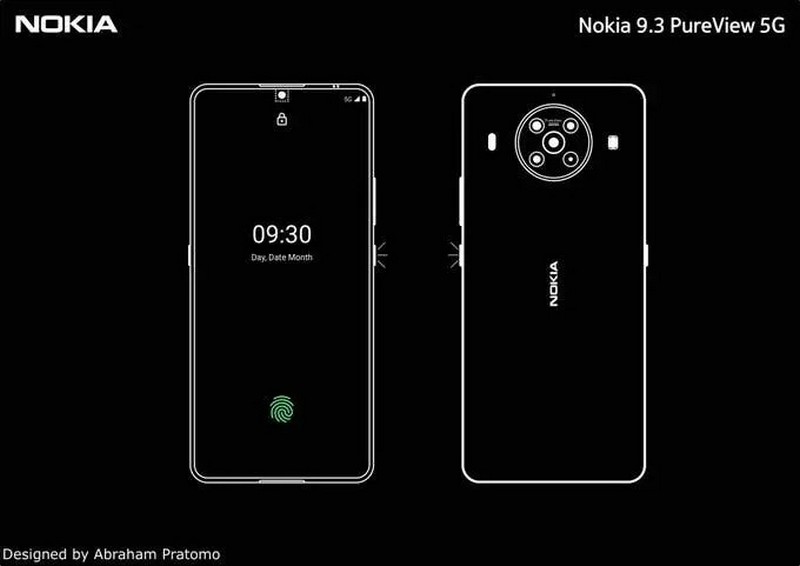 Lộ ảnh render của siêu phẩm Nokia 9.3 PureView 5G với cụm máy ảnh khủng mặt sau, camera selfia ẩn dưới màn hình
