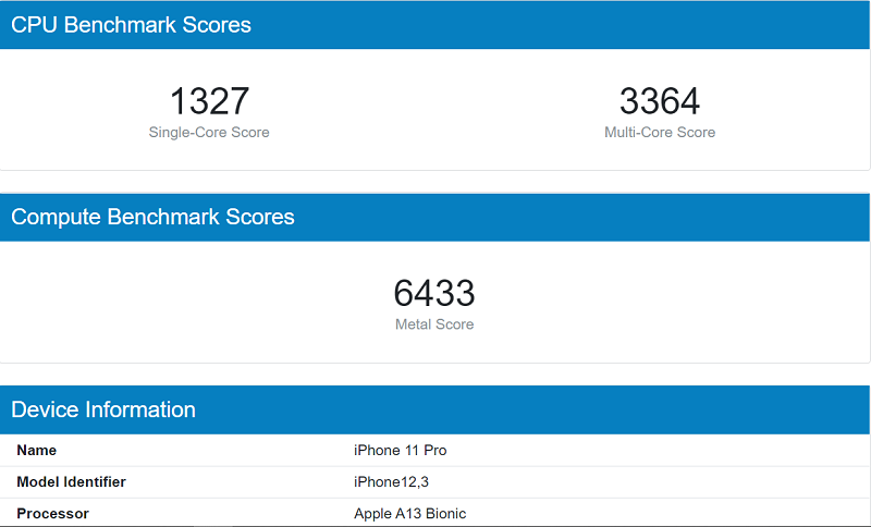 Geekbench iPhone 11 Pro