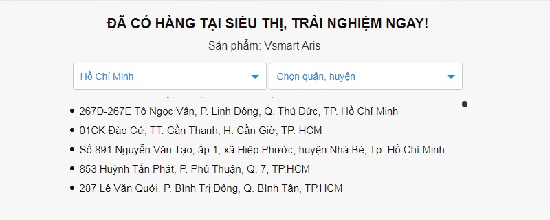 Tìm siêu thị gần nhất để trải nghiệm Tìm siêu thị gần nhất để trải nghiệm