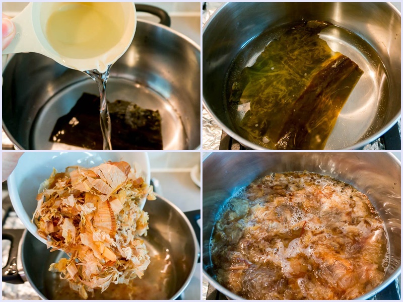 Cách nấu nước dashi từ tảo bẹ và cá