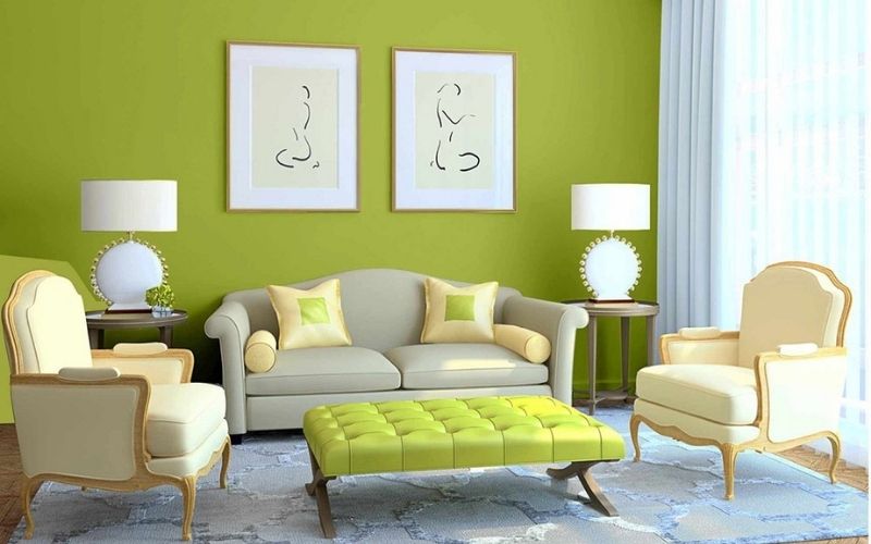 Đồ nội thất trong phòng khách người mệnh mộc cũng nên có màu xanh lá