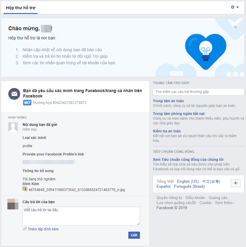 Đợi phản hồi từ facebook.