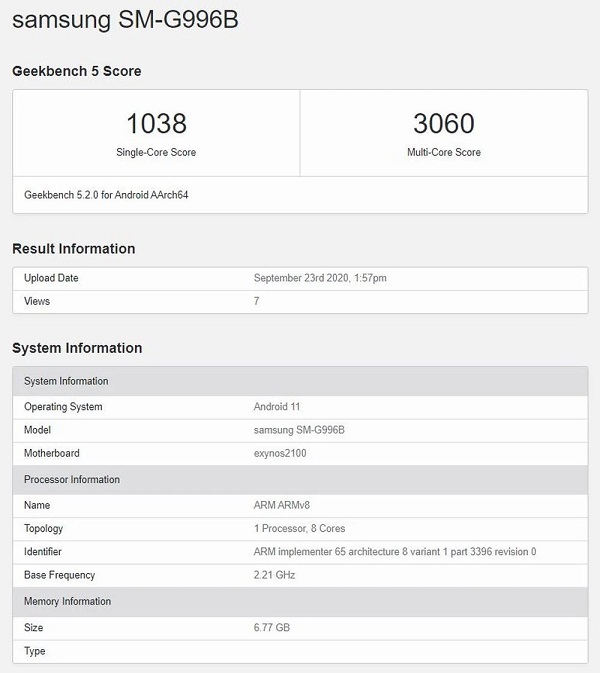 Galaxy S21 lộ điểm sức mạnh trên Geekbench