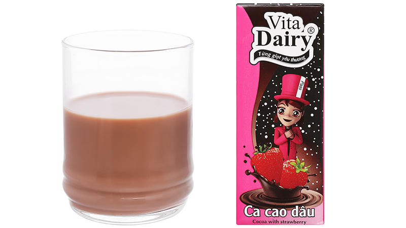 Ca cao sữa uống liền Vita Dairy hương dâu