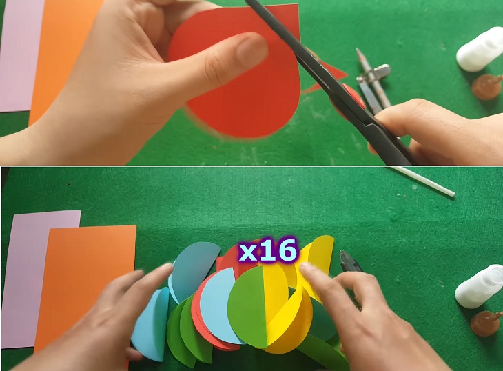 Cắt hình tròn đều nhau và gập lại