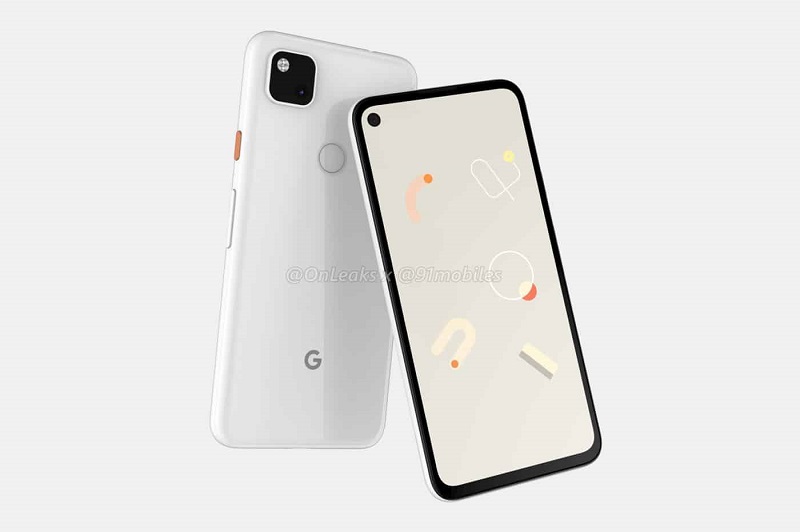 Ảnh render Pixel 4a màu trắng