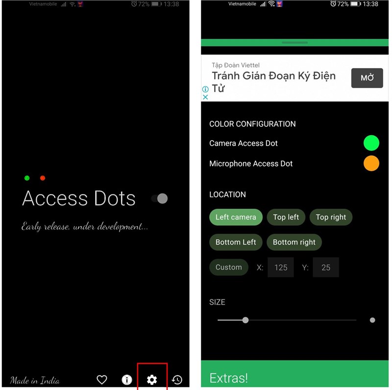 Ứng dụng cho biết camera đang hoạt động trên Android