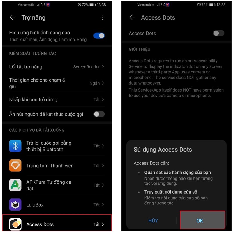 Ứng dụng cho biết camera đang hoạt động trên Android
