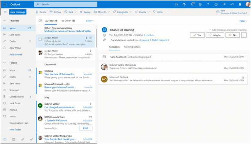 Trong Outlook trên web, xem thư, chi tiết cuộc họp, phản hồi của người tham dự và thêm cuộc họp trực tuyến ngay từ inbox của bạn