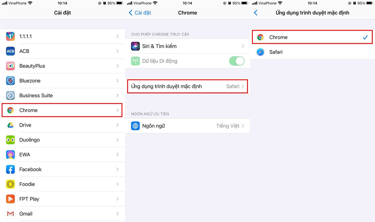 Những tính năng mới trên bản iOS 14 chính thức có gì đặc biệt? Danh sách iPhone được cập nhật > Đặt trình duyệt khác làm mặc định thay thế Safari