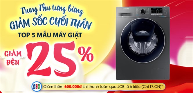 Giảm SỐC từ 2 - 4/10: Máy giặt giảm đến 25%, trả chậm 0% lãi suất tại Điện máy XANH