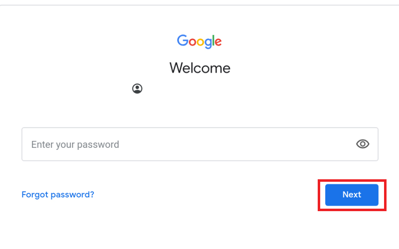 Tiếp tục nhập mật khẩu và chọn Next.