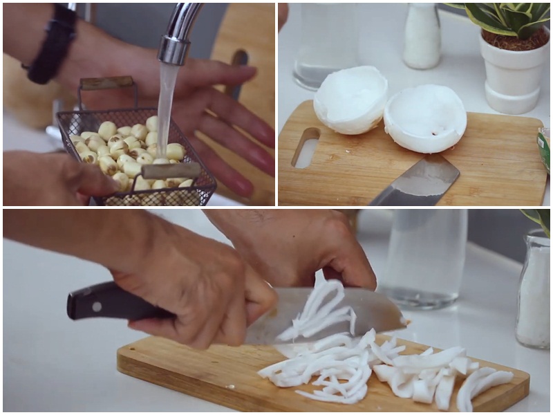 Cách nấu chè hạt sen dừa non thơm bùi hấp dẫn cho cả nhà ngày cuối tuần