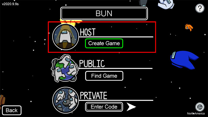 Chọn Online > Host > Create game