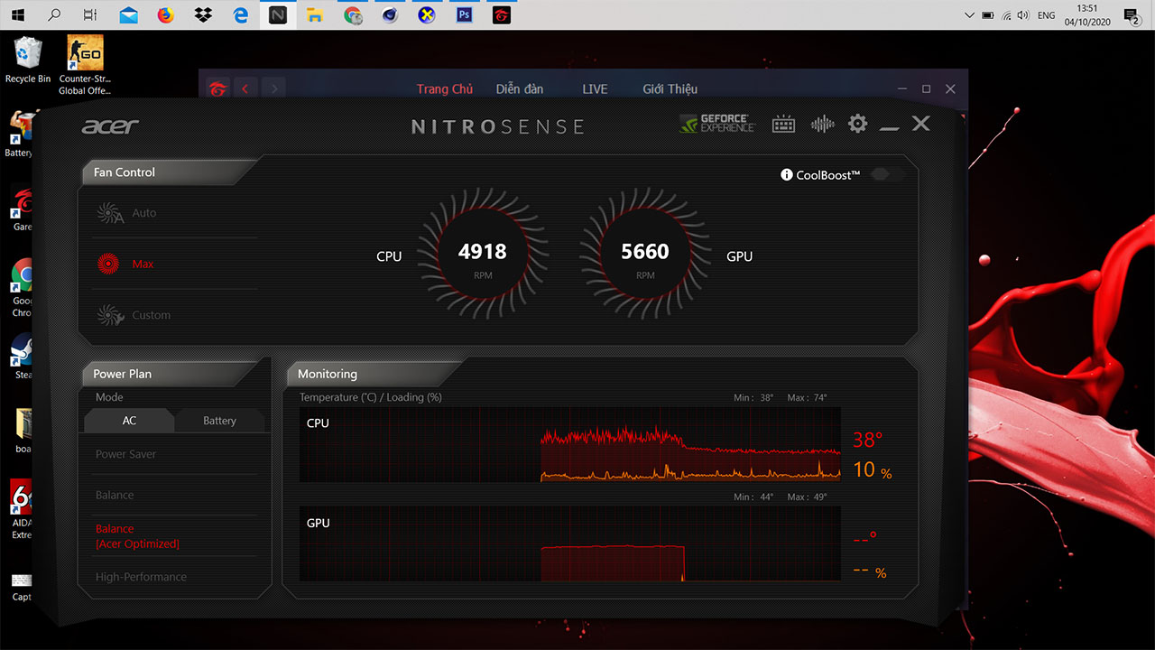 Nitro Sense cho phép bạn điều chỉnh quạt tùy thích