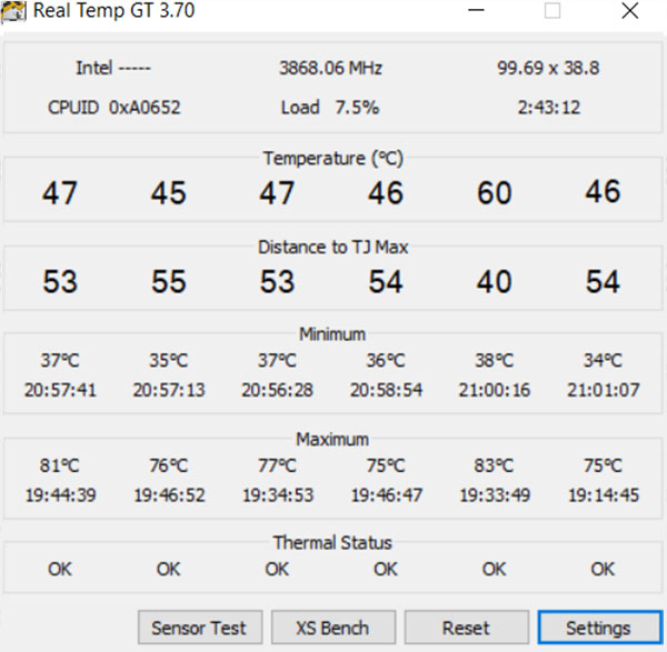 Đo tản nhiệt CPU bằng phần mềm Real Temp