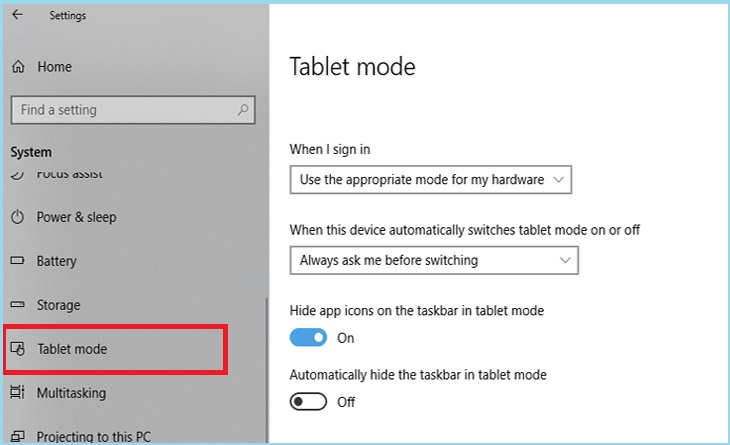 Những thay đổi đáng chú ý nhất dự kiến sẽ góp mặt trên bản cập nhật Windows 10 20H2 > Tự động đổi sang chế độ Table theo mặc định
