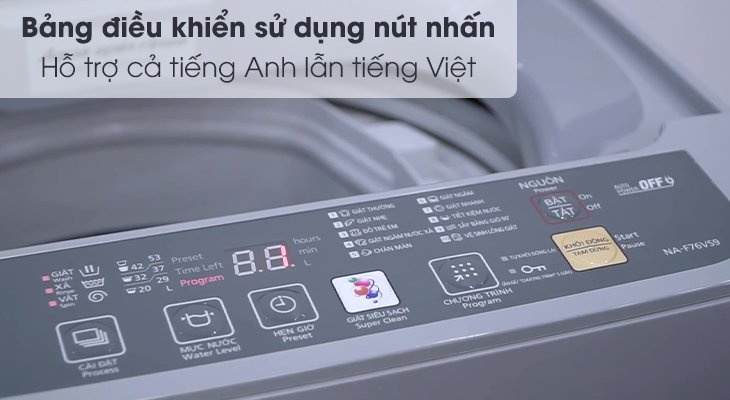 Đánh giá chi tiết máy giặt Panasonic NA-F80VS9GRV - Bảng điều khiển