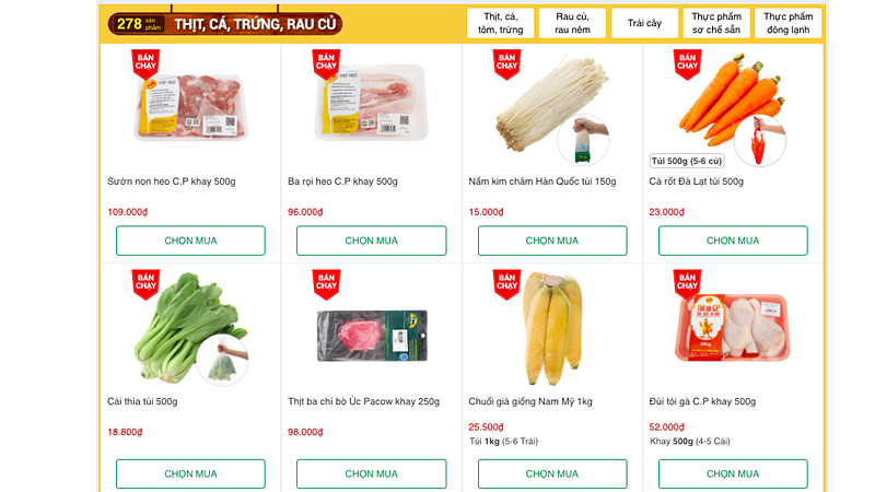 Thịt cá, rau củ, trái cây tươi sống tại Bách hóa XANH Thịt cá, rau củ, trái cây tươi sống tại Bách hóa XANH