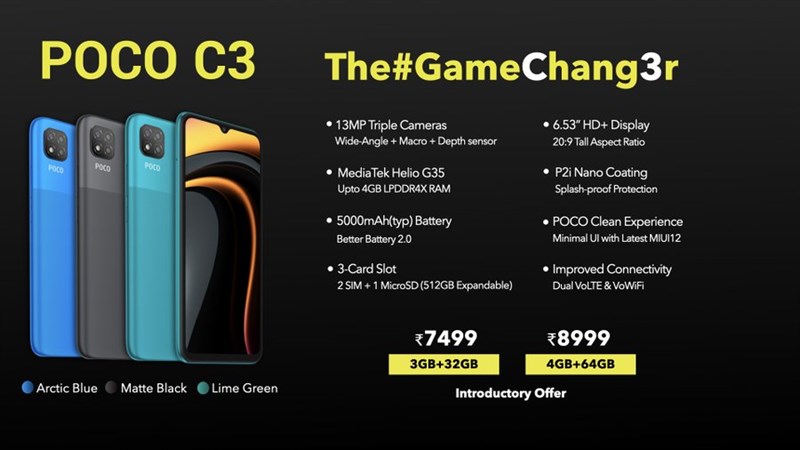 POCO C3 ra mắt: Pin 5.000 mAh, chip chuyên chơi game, màn hình rộng 6.53 inch, 3 camera mặt sau và giá bán chỉ 2.3 triệu đồng