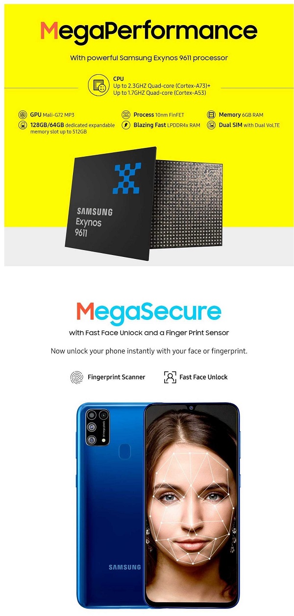 Samsung sắp ra mắt Galaxy M31 Prime với pin 6.000 mAh, 4 camera mặt sau, trong đó có camera chính 64MP