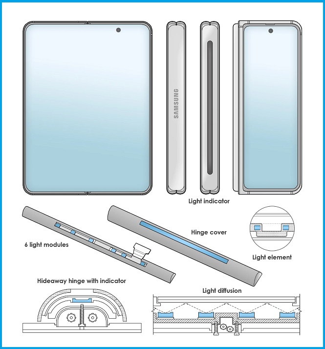 Bản lề của Galaxy Z Fold3 sẽ được trang bị thêm dải đèn LED cực đẹp