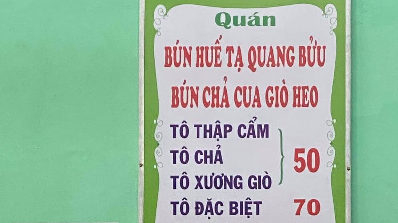 Bún Huế - Bún Giò Heo Chả Cua Tạ Quang Bửu