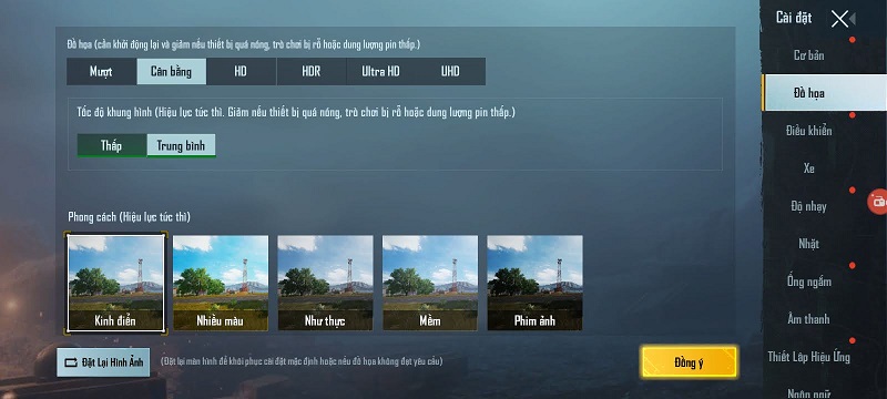 Bản thiết lập đồ họa của PUBG Mobile trên Nokia 2.4