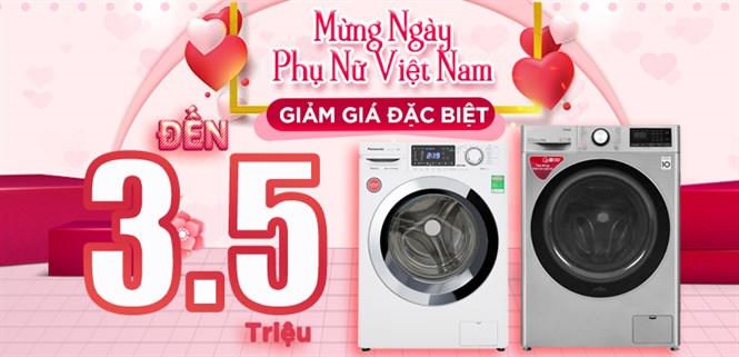 Top 5 máy giặt giảm giá đến 3.5 triệu dịp 20/10 tại Điện máy XANH