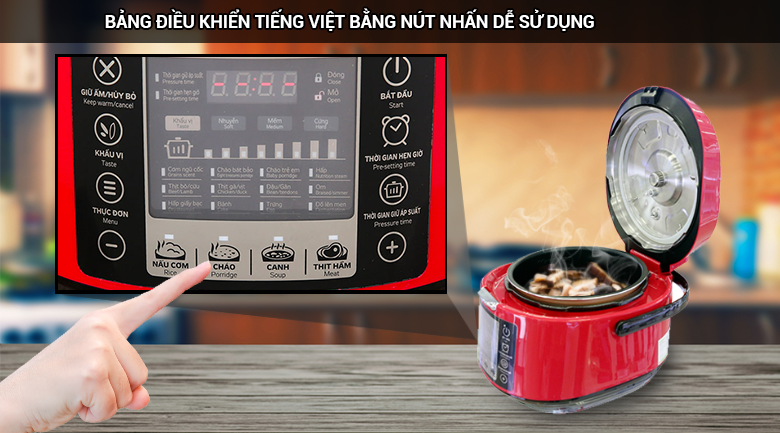 Bảng điều khiển bằng nút ấn trên nồi áp suất điện Kangaroo KG5P3 