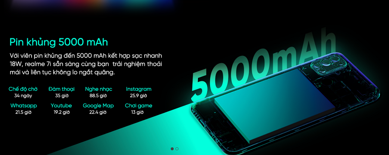 Realme 7i sở hữu viên pin dung lượng lớn 5.000 mAh Realme 7i sở hữu viên pin dung lượng lớn 5.000 mAh