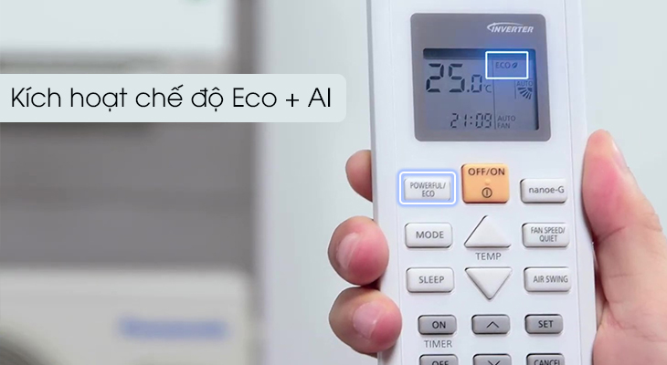 Review dòng máy lạnh WPU-WKH-8M của Panasonic > Máy lạnh Panasonic Inverter CU/CS-WPU-WKH-8M - Kích hoạt Eco và AI