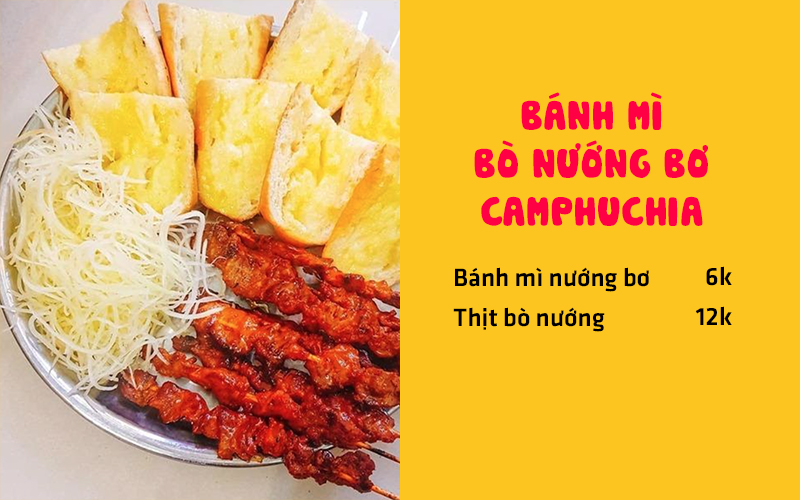 Bánh mì bò nướng bơ Cambodia