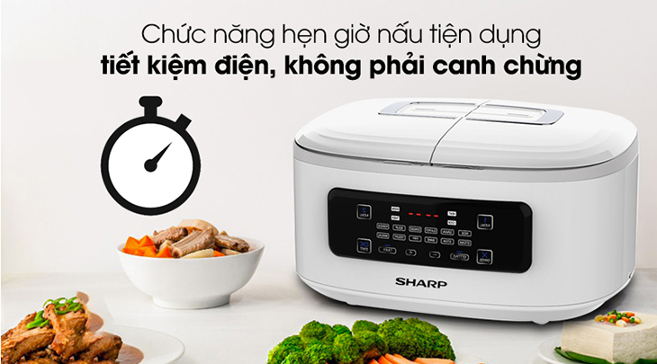 Nồi cơm 2 ngăn đa năng Sharp 1.8 lít KN-TC50VN-WH