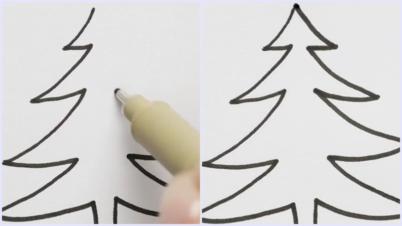 Bật khung hình lên, và tự học tập cách vẽ một cây thông Noel đơn giản nhưng ấn tượng. Không cần phải là một họa sĩ chuyên nghiệp, bạn vẫn có thể tạo ra những bức tranh Noel đẹp và ấn tượng. Hãy cùng khám phá và học hỏi từ bức hình này nhé.