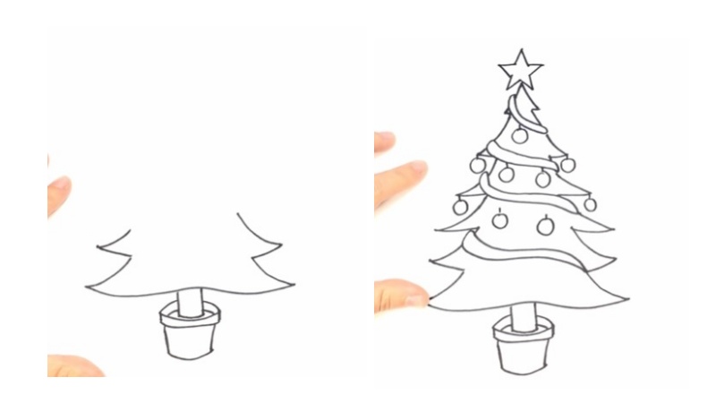 28 cách vẽ cây thông noel đẹp đơn giản cho bé