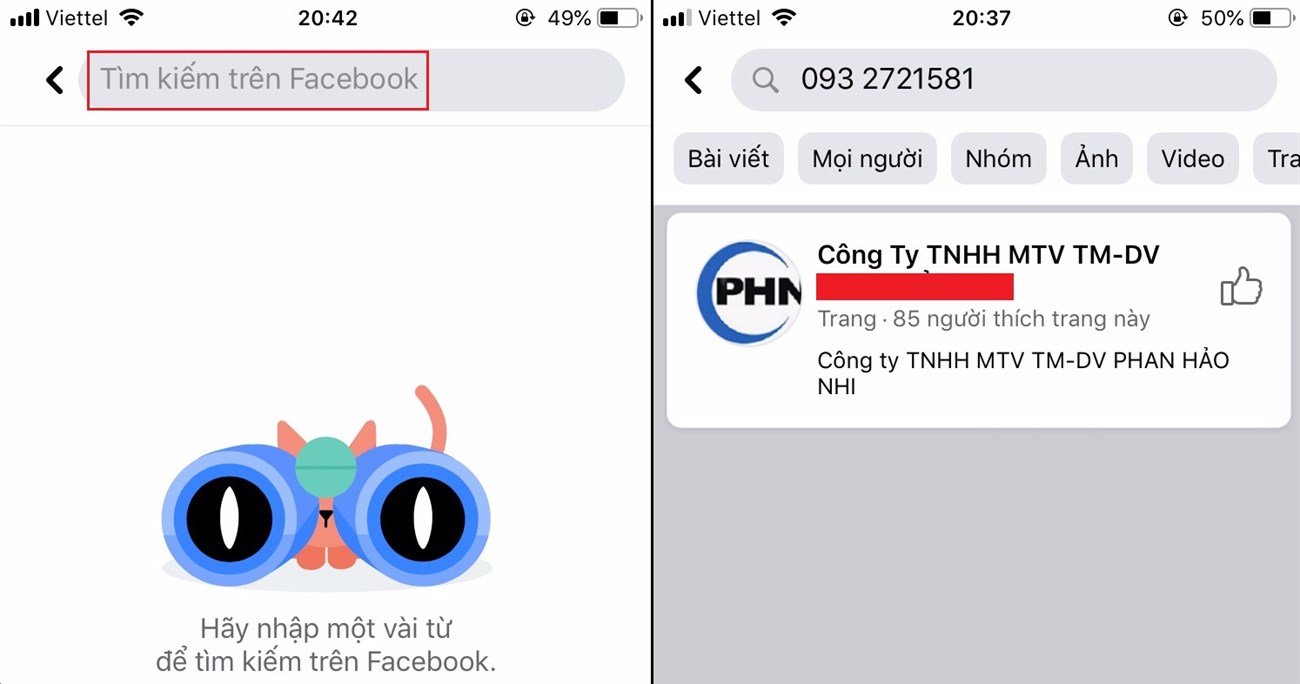 Kiểm tra bằng Facebook