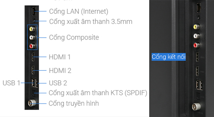 Đánh giá Smart Tivi TCL 32 inch L32S6300 - Cổng kết nối