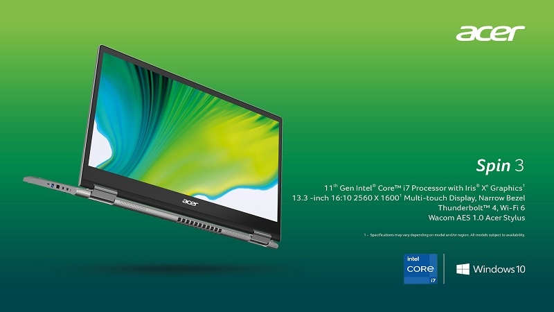 Acer Spin 3 với CPU Tiger Lake 11th