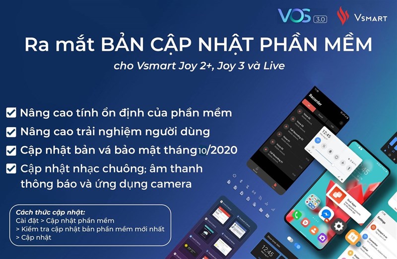 Vsmart Live, Joy 2+ và Joy 3 nhận được bản cập nhật phần mềm mới