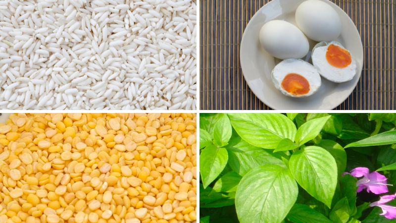 Nguyên liệu làm bánh tét nhân trứng muối