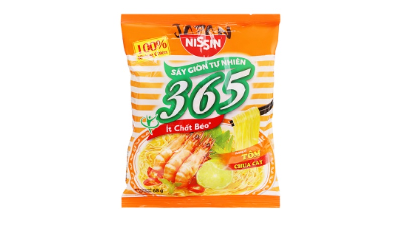 Mì không chiên Nissin 365 tôm chua cay