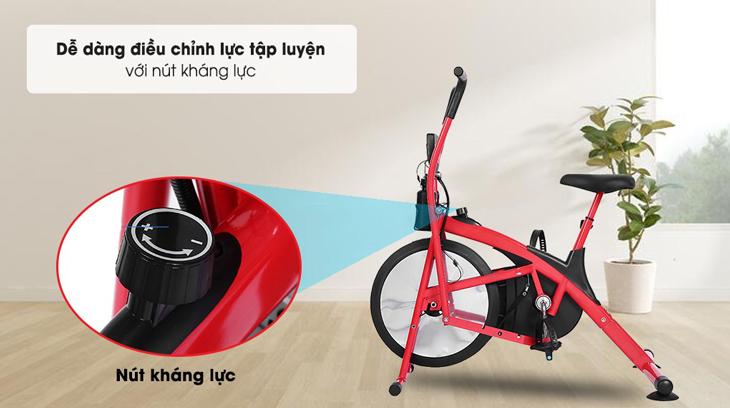Xe đạp tập thể dục AirBike Sports Zalo MK-283 được trang bị nút kháng lực cho bạn dễ dàng điều chỉnh lực đạp.