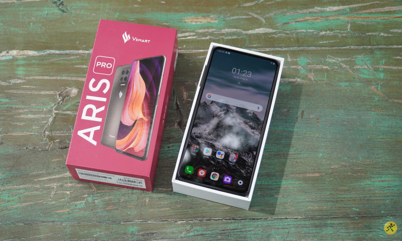 The Vsmart Aris Pro is gray when unboxed The Vsmart Aris Pro is gray when unboxed