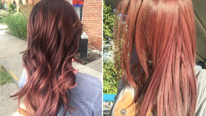 Mái tóc dài màu nâu đỏ ánh khói