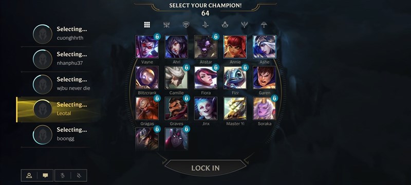 Giao diện chọn tướng Liên Minh Tốc Chiến